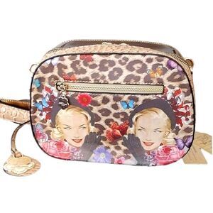Arosa Tan Red Metallic Vintage Graphic Floral Animal Printed Crossbody NWT